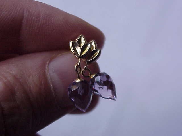 Antique Art Deco 14k Yellow Gold Genuine 2.50cttw Amethyst Earrings, 1960's