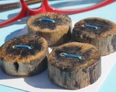 Natural Drift Wood Button, Four One inch (2.5 cm)  Reclaimed Driftwood Wooden Craft Buttons for Sewing, Crochet and Knitting Supplies