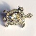VIntage Jewelry, Small Crystal Turtle Pin, Silver Rhinestone Brooch