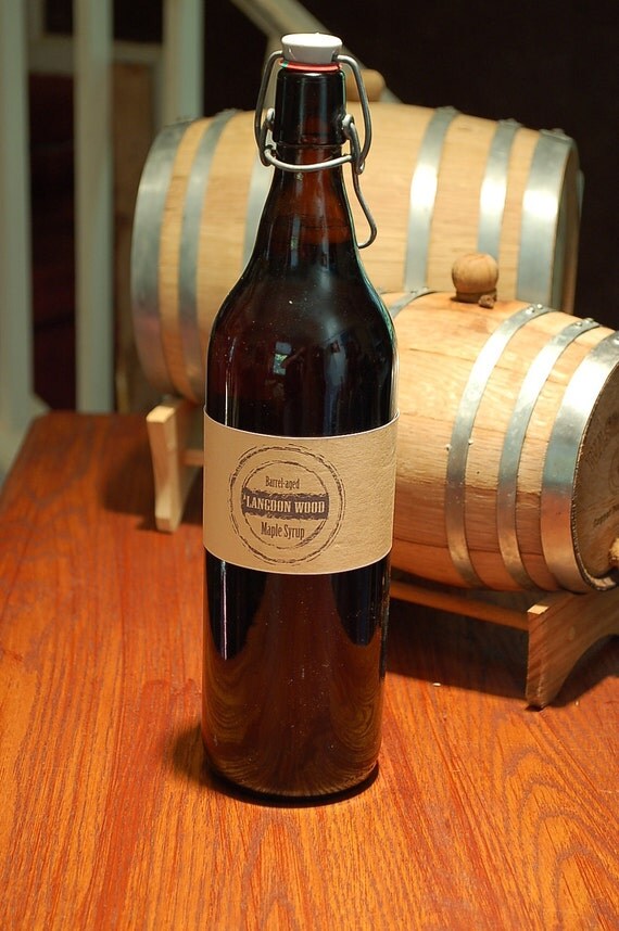 One Liter of Barrel Aged Maple Syrup Big Bottle by LangdonWood