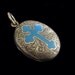Antique TINY Locket -Gold & Turquoise Enamel Cross With Hair Memento