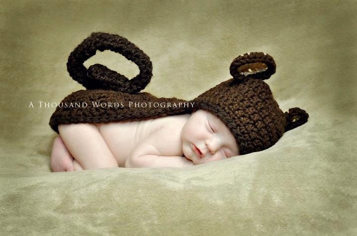 Baby Monkey Shell- Monkey Outfit- Brown Monkey Suit- Newborn Monkey Suit- Monkey Bodysuit