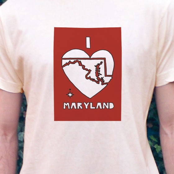 I love Maryland T-shirt (mens or womens sizing S, M, LG, XL)