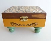 Leopard Trinket Box, Jewelry Box, Stash Box, Decopaged Box, Altered Cigar Box