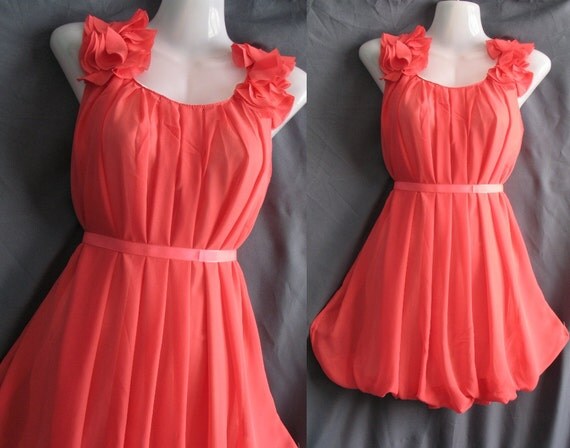 Pink Chiffon Party Dress - Romance Prom Ruffle Cocktail Dress - Sweet Angel Bridesmaid Dress