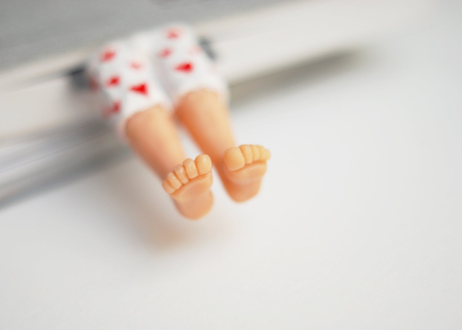 Real macho bookmark in white pants with red hearts .Whimsical gift for boyfriend. her, him. St. Valentines gift