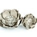 Flower hair clip - brooch and ring. Light gray leather with silver beads. Autumn fashion. Hair accessory. Ring flower. oht rusteam ukrteam