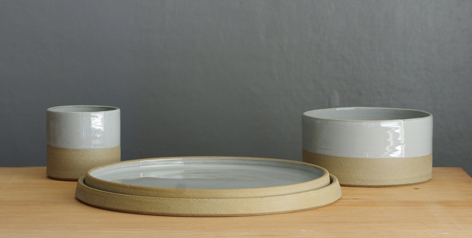 modern dinnerware dish set - table setting for one - modern dishes pottery dinnerware minimal ceramic dish set