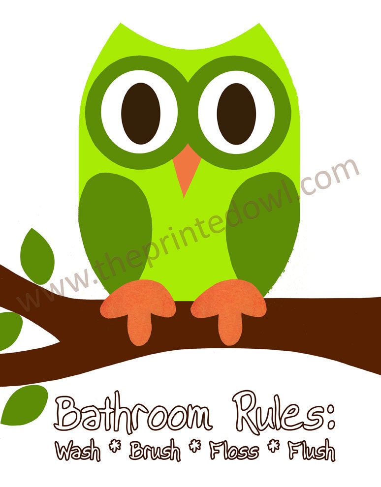 Bathroom Rules Owl Print goes well with Give a by ThePrintedOwl