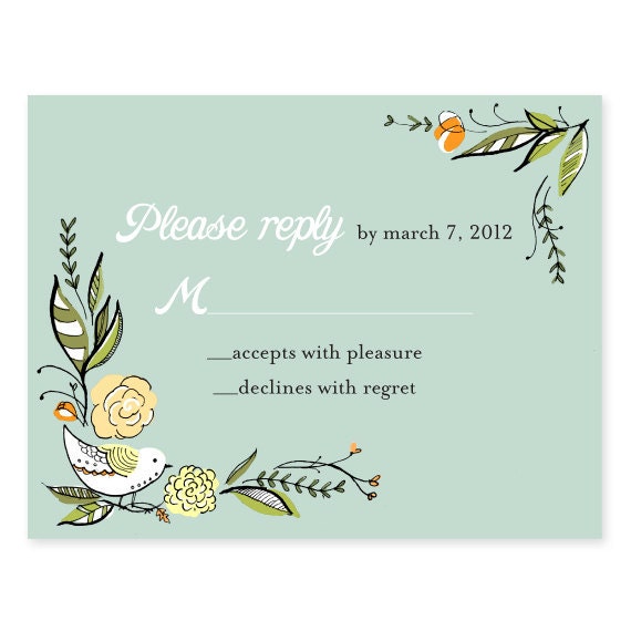 Bird Wreath Wedding Invite