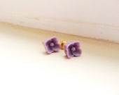 Lavender floral stud earrings-Little Tiny lavender flower Post earrings