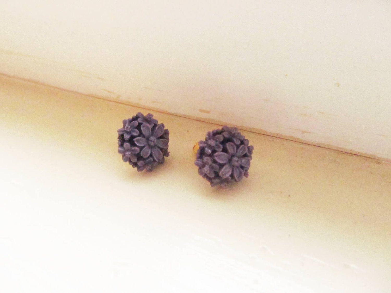 Just for U Purple clustered Floral Stud Earrings -Flower Earring Post- -