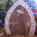 Miniature Fairy Door faux wood and granite frame with dragonfly decor, perfect size to transform bird houses to fairy houses
