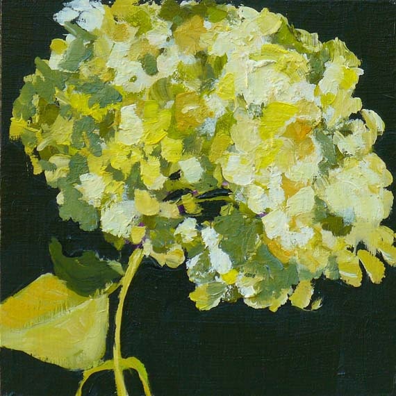 Hydrangea Flower Painting, Original Oil small painting wood panel