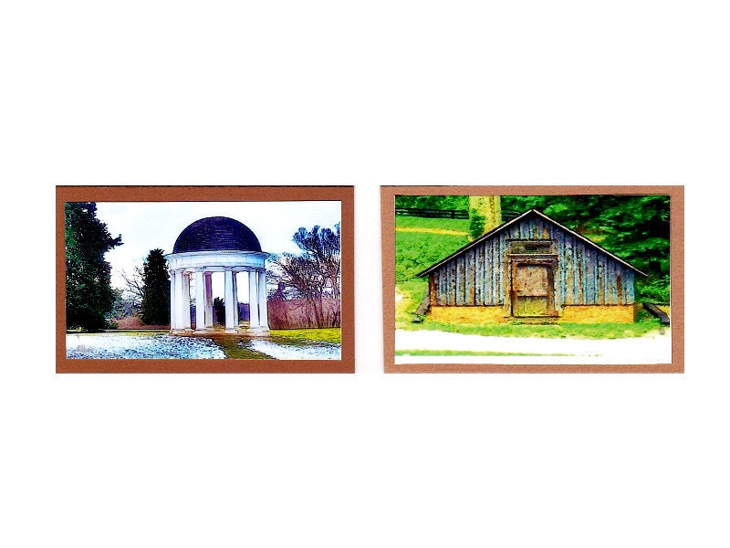 Architectural Aceos, Virginia Art Prints, Miniature Art, Montpelier Estate, James Madison, Set of 2