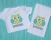 Owl Onesie & Burp Cloth