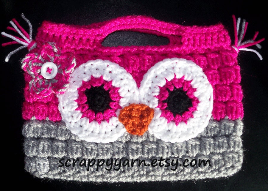 Owl Purse Pink and Grey