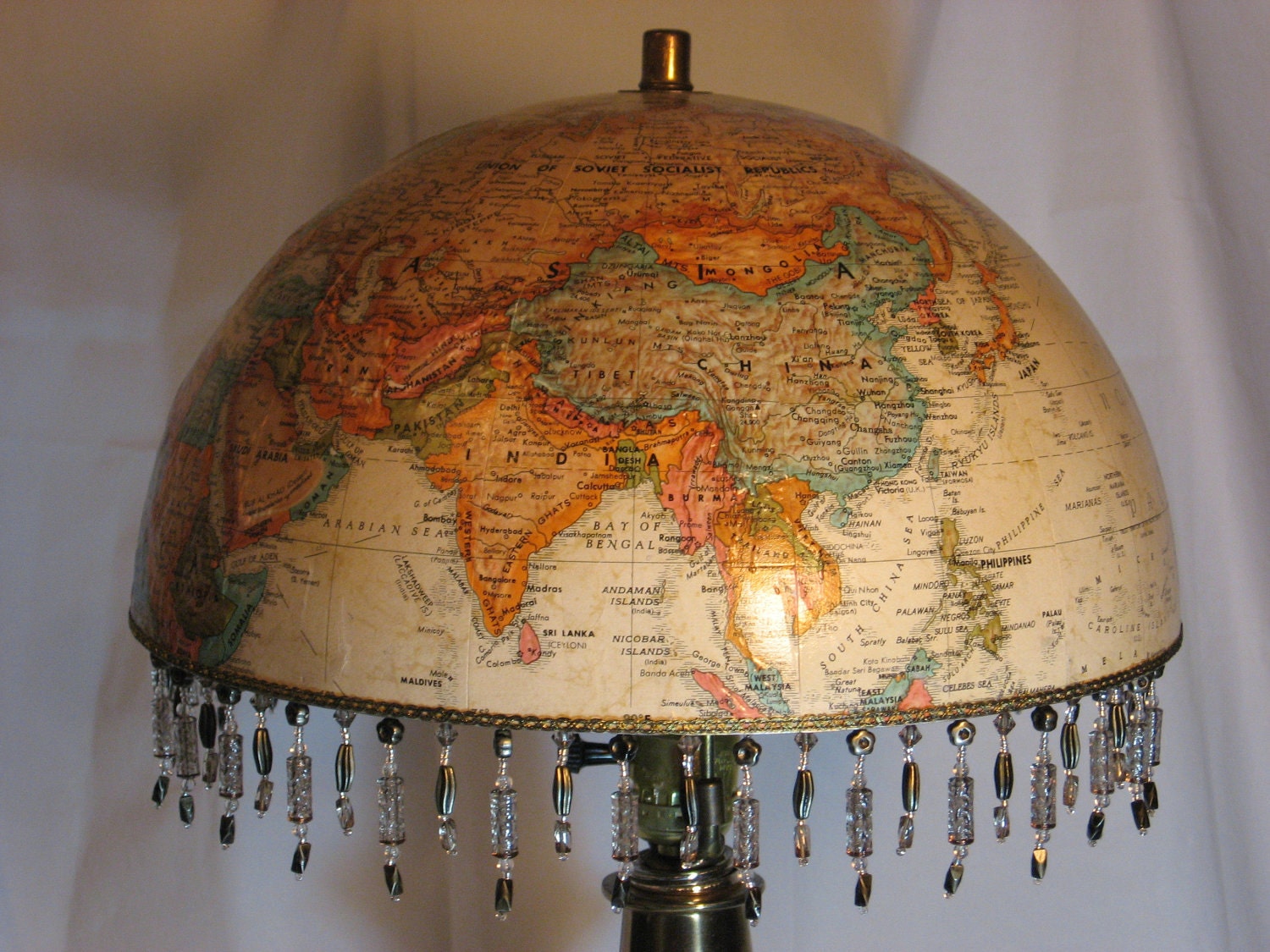 World Globe Lampshade,elegant, hand-crafted, vintage, (lamp NOT included) perfect for a living room, library, child's room, or travel theme