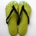 Barefoot, Feet Cotton Flip Flop Sandals, Home Slippers Olive Green Cotton with Navy Straps and Aqua Toe Nails