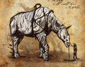 COWBOY (Abney Park "Airship Pirates") Dinosaur Art Print 8"x8" by MANDEM