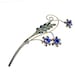 Vintage Van Dell Vermeil Sapphire Rhinestone Floral Pin Brooch