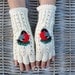 Fingerless Gloves, Soft, White, Bird application