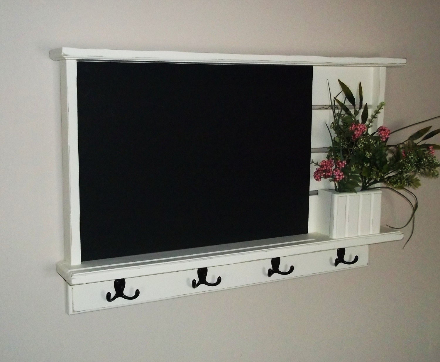 chalkboard, wall shelf, shabby distressed chic furniture chalkboard, chalk board ,key holder. mail holder, message board, shabby chalkboard