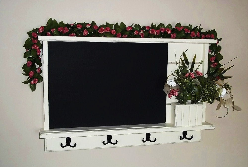 chalkboard, wall shelf, shabby distressed chic furniture chalkboard, chalk board ,key holder. mail holder, message board, shabby chalkboard