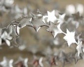 5 yards - Cute little metallic silver star ribbon