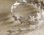 1 yard - Cute little metallic silver star ribbon