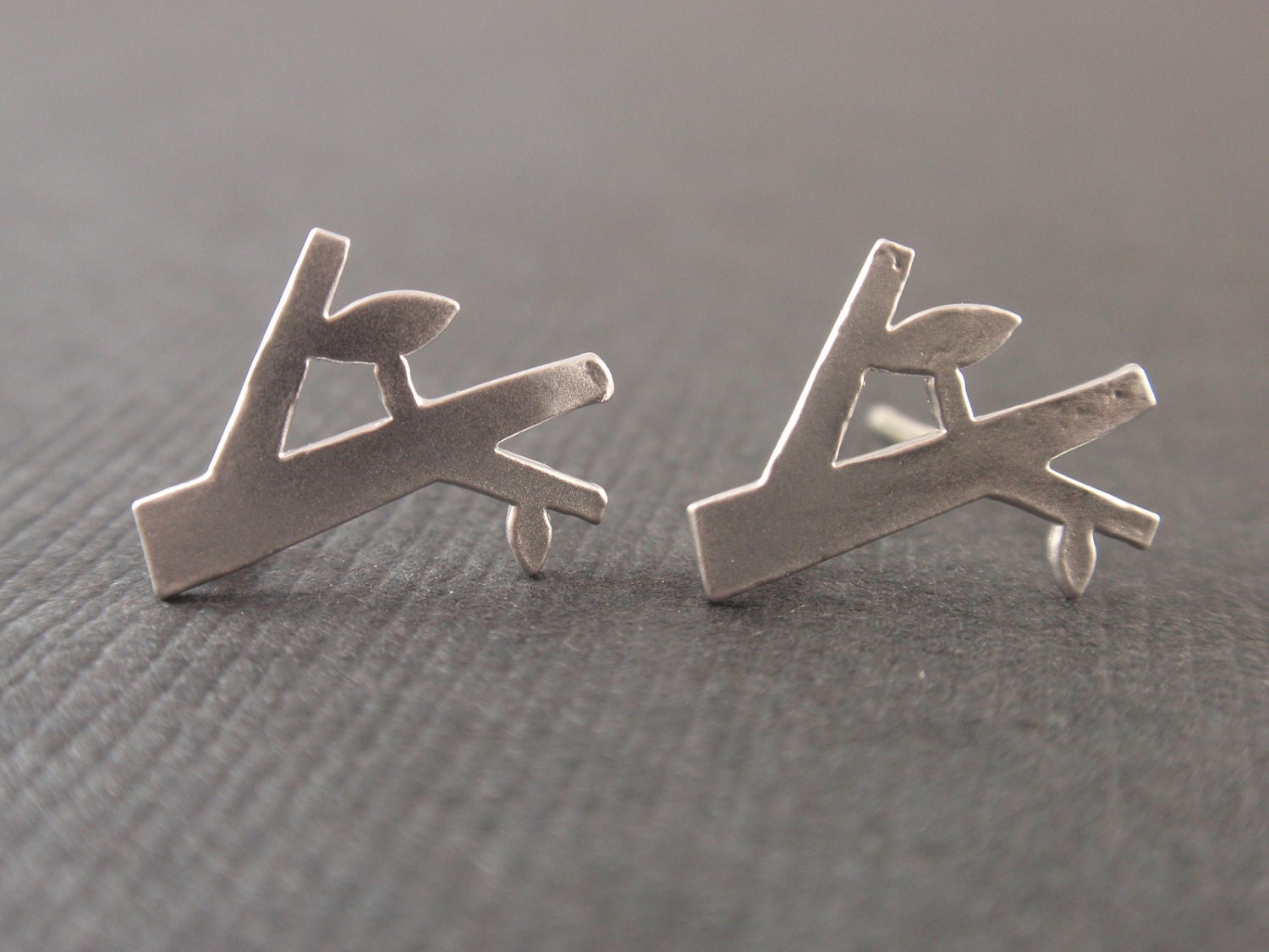 Tiny Tree White Gold Earring-SILVER POST-cute,lovely gift idea