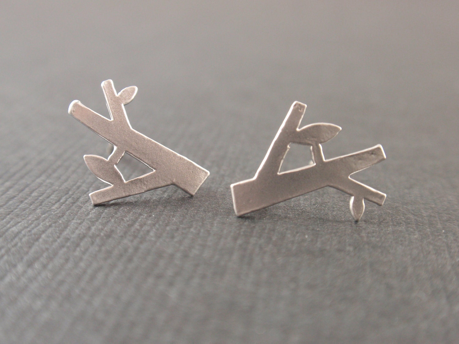 Tiny Tree White Gold Earring-SILVER POST-cute,lovely gift idea