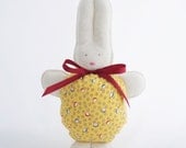 Waldorf Stuffed Bunny - Felt Doll Yellow, White & Red