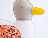 Plush Felt Duck - Natural Waldorf Toy - White & Gray Stuffed Animal