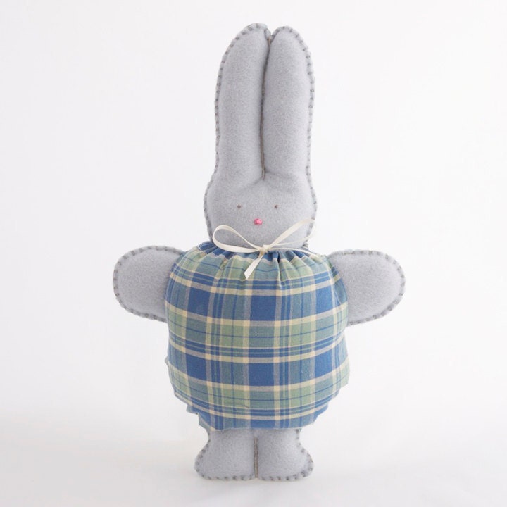 Plush Felt Bunny Rabbit - Baby Boy Blue, Gray, Pastel