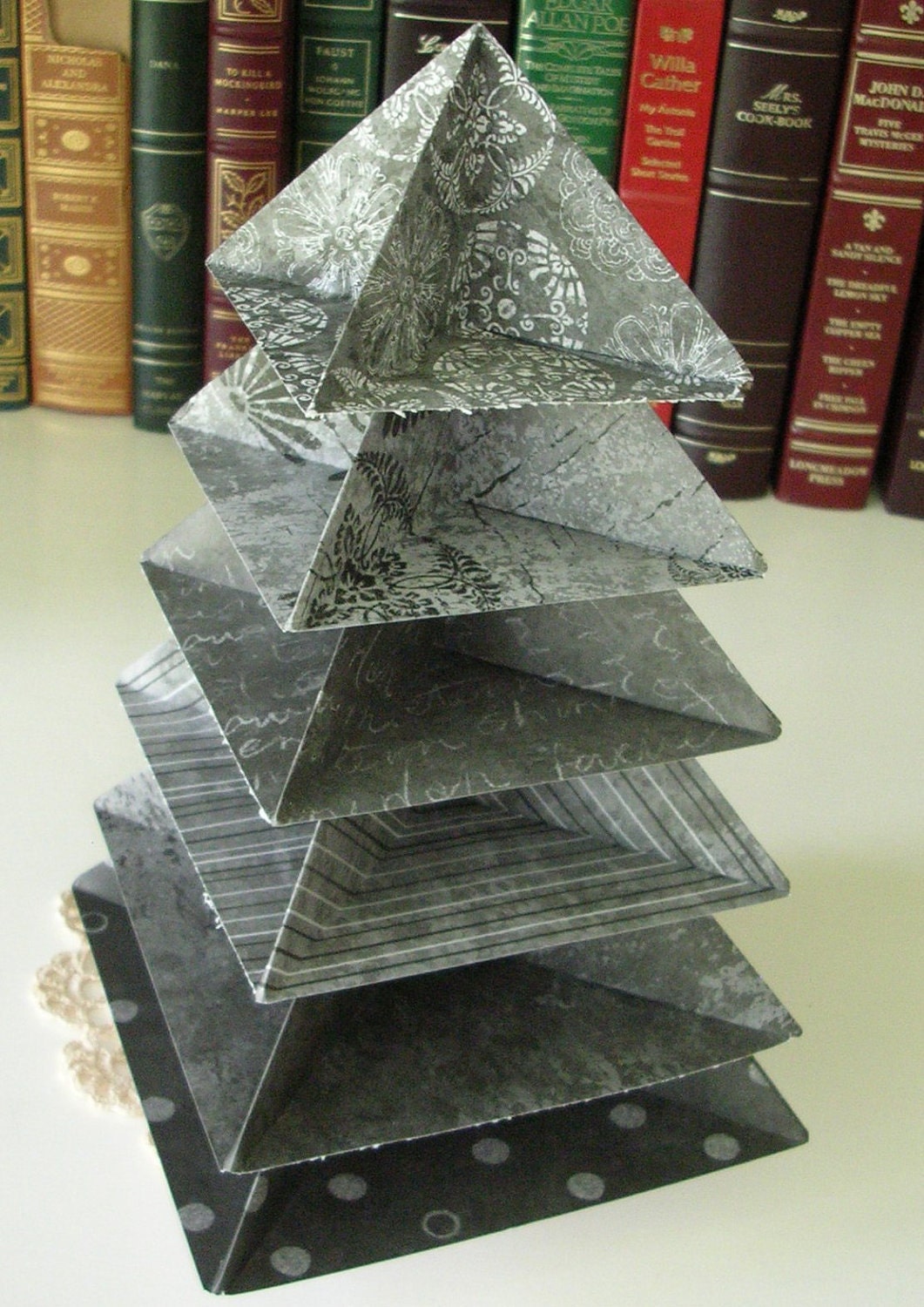 Origami Christmas Tree  Decoration in Grey