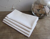 Organic Unbleached Cotton Muslin Handkerchiefs Standard Set of 4 Eggshell Border - Alternative to Facial Tissues Natural Hanky Eco Friendly