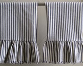 Ruffled Blue Ticking  Dish Towels Hand Towels Set of 2