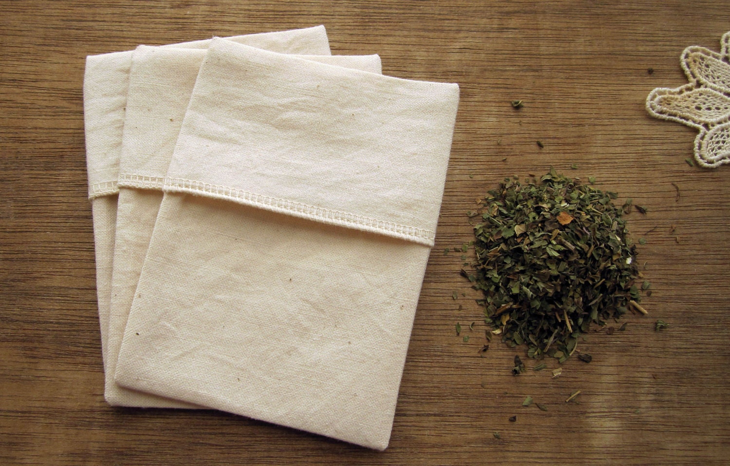 Reusable Tea Bags Organic Cotton Eco Friendly -- 3X4" Set of 10