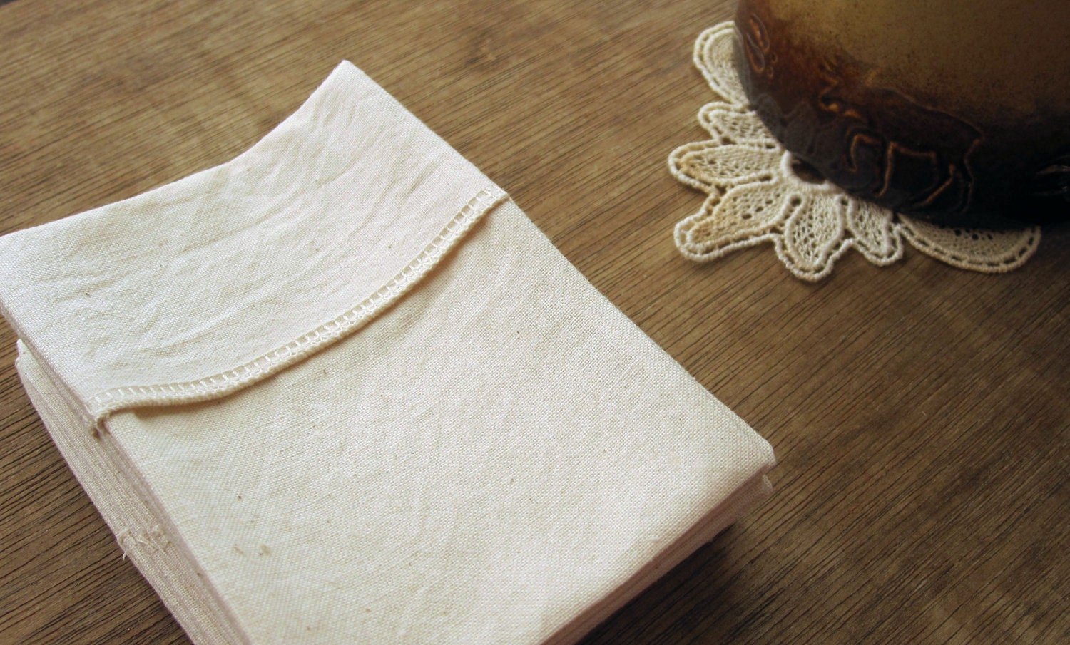 Reusable Organic Cotton Tea Bags Eco Friendly -- Organic Unbleached Muslin -- 3X4 Set of 5