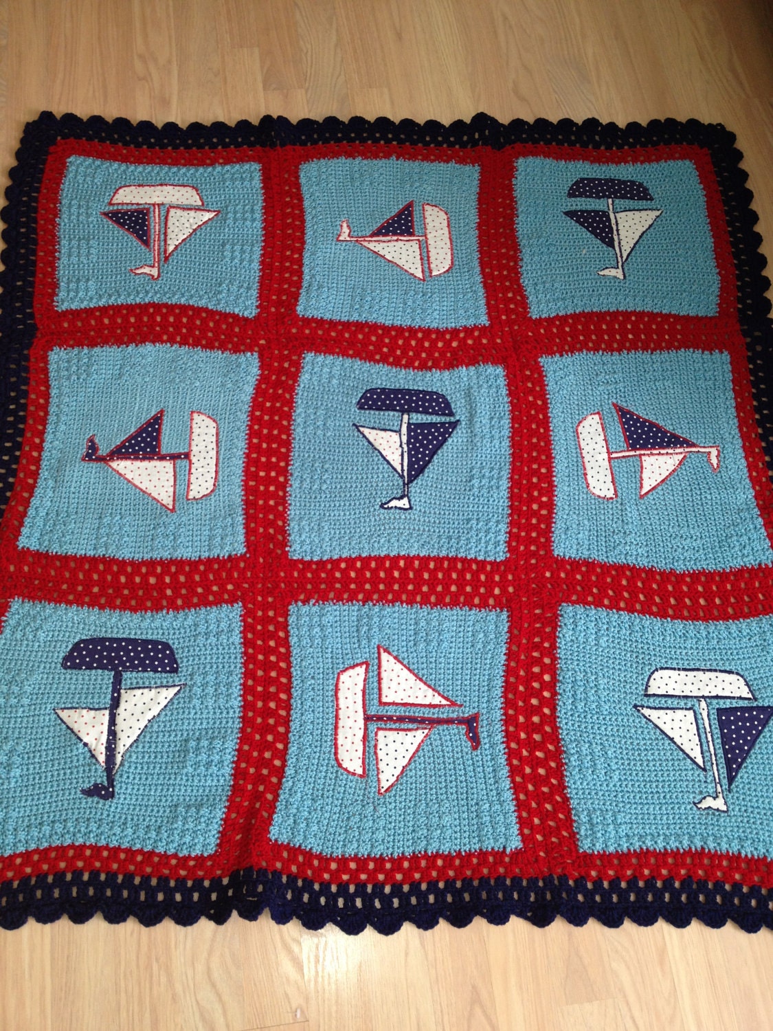 Items similar to Sailboat Crochet/applique Baby or Boy ...