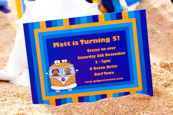 BEACH KOMBI Party - Personalized Printable INVITATION Il_570xn