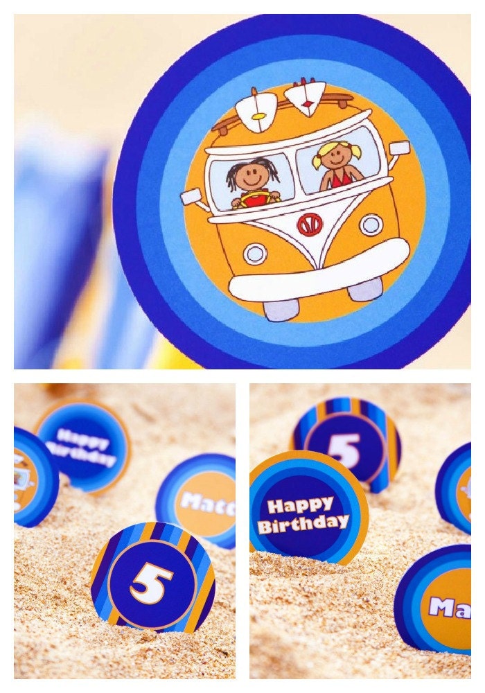 BEACH KOMBI Party - 2" Party CIRCLES - Personalized Il_570xn