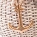 VINTAGE Tano Cream Wicker Leather Gold Anchor Spring/Summer Picnic Basket Bag