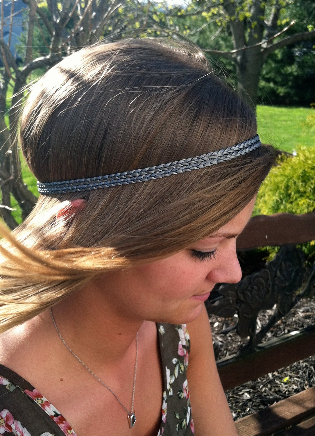 More Colors Available Leather Braided Headband - Double Strand - 2mm width