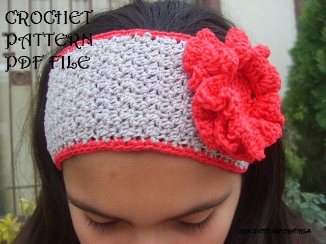 Crochet Pattern (PDF FILE) Headband and shelly flower (2 sizes)