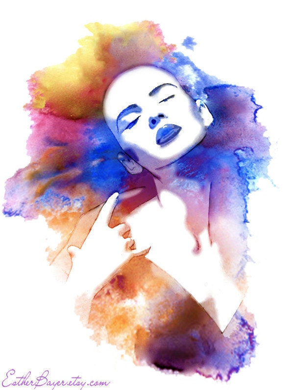 Prismatic Saturated Spectrum- Watercolor Fashion Illustration Abstract Print