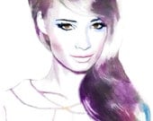 Amethyst and Amber - Watercolor Fashion Illustration Fine Art Print Vogue Latin America Cover