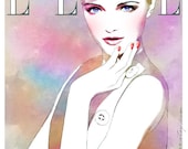Intrigued - Watercolor Mixed Media Elle Germany Cover Fashion Illustration Art Print
