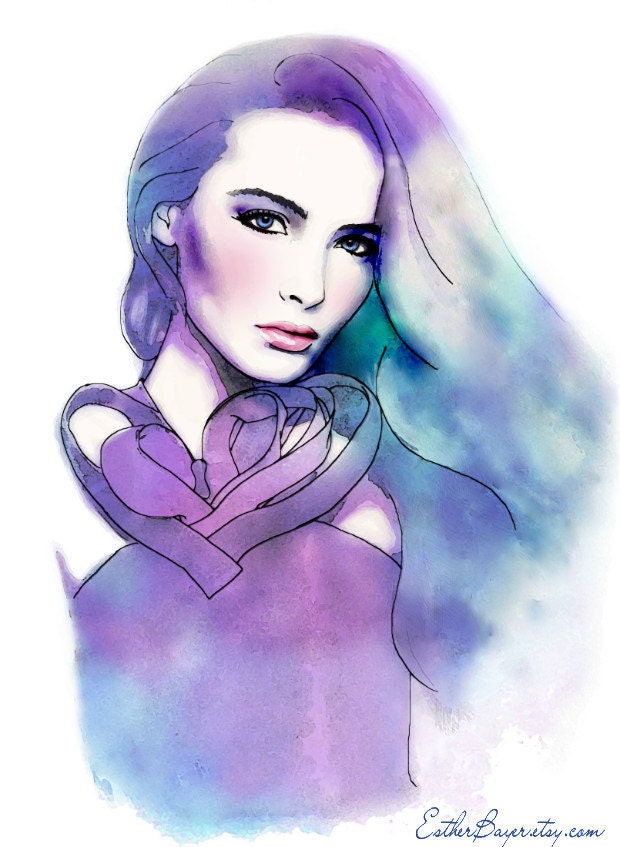 Blush -Watercolor Fashion Illustration Fine Art Print Vogue Russia